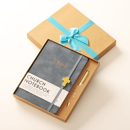 Church Notes Journal with Pen & Gift Box, A5 Sermon Notes Notebook - color: Blue