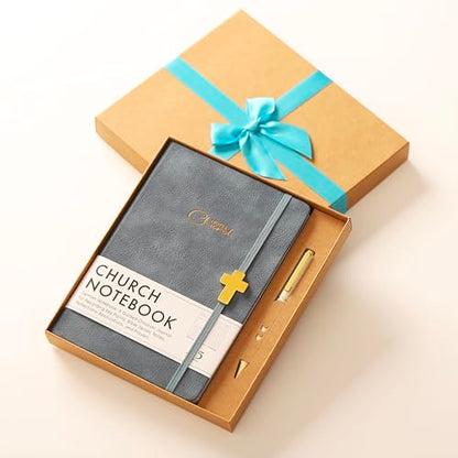 Church Notes Journal with Pen & Gift Box, A5 Sermon Notes Notebook - color: Blue