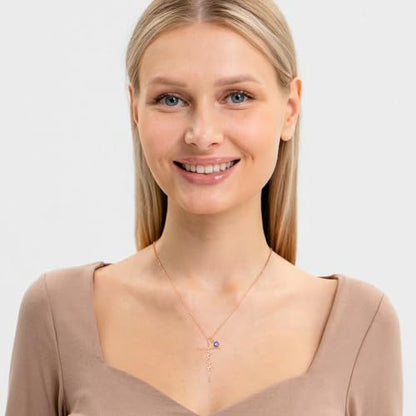 PRAYMOS Faith Cross Necklace for Women 925 Sterling Silver Pendant Necklace With Birthstone Initial Christian Religious Confirmation Baptism Mothers Day Gifts - color: 4-Rose Gold May(Emerald)