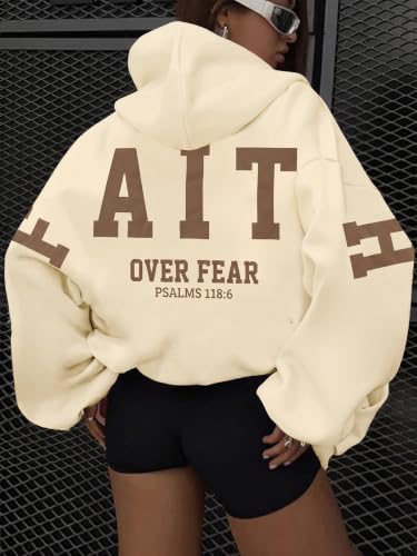 Christian Hoodies Women Blessed Sweatshirts Jesus Religious Sayings Sweater - color: Apricot 2, size: Small