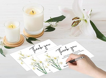 lily Minimalism Funeral Thank You Cards with Envelopes,Fillable Funeral Thank You Cards,Thank You Notes,Thank You Notes With Envelopes Set,Floral Thank You Cards,Personalized Thank You Cards,G4 - color: multicolorGX04