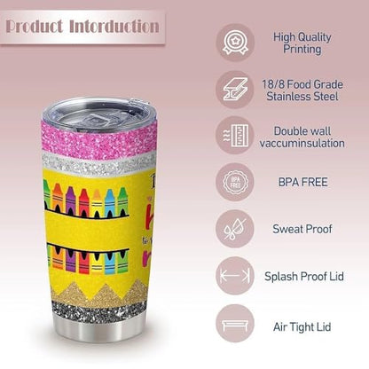20oz Big Heart Shape Teacher Insulated Stainless Steel Tumbler with Lid - color: It Takes Big Heart to Shape Llittle Minds