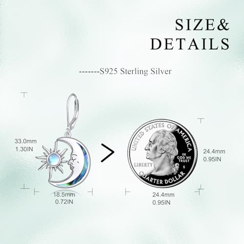 AOBOCO Mustard Seed Earrings for Women Sterling Silver Mountain Cross Earrings Dangle Christian Religion Jewelry Mothers Day Birthday for Mom Wife Friends - style: Sun Moon Earrings