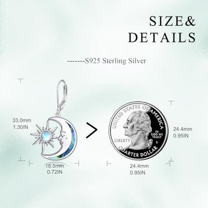 AOBOCO Mustard Seed Earrings for Women Sterling Silver Mountain Cross Earrings Dangle Christian Religion Jewelry Mothers Day Birthday for Mom Wife Friends - style: Sun Moon Earrings