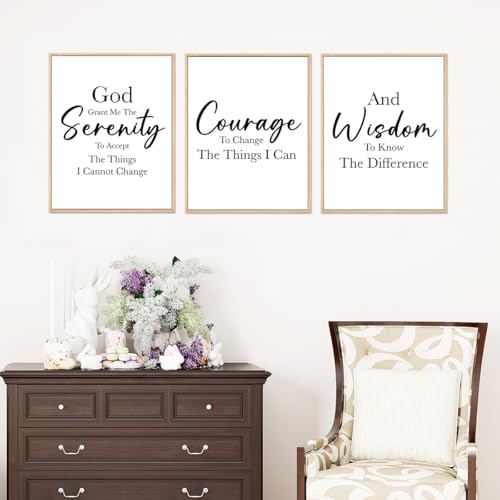 Ybqhd Unframed Serenity Prayer Wall Art Christian Scripture Prints Set of 3