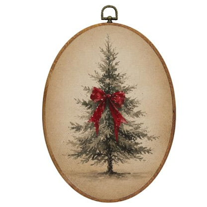 Mcehtle Red Coquette Bow Christmas Tree Wall Art Decor Framed 8.6x11.4 - color: 43