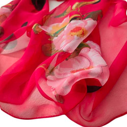 Pokeedioty Scarfs for Women Lightweight Fashion Scarves Elegant Floral Pattern Sheer Scarfs Sunscreen Shawls Wraps - color: P 053