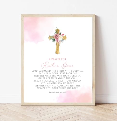Personalized Baptism Gift For Girl, Baby Boy Gift, Affirmation Baptism Sign, Baptism Sign Dedication, Baptism Gift For Boy and Girl Ideas, Custom Cross With Name and Date Sign Decor Design 11 - color: Design 1