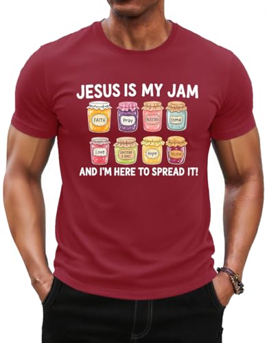 Jesus is My Jam and Im Here to Spread It Shirt Christian Faith T-Shirt Jam Graphic Tee - color: Claret, size: 3X-Large