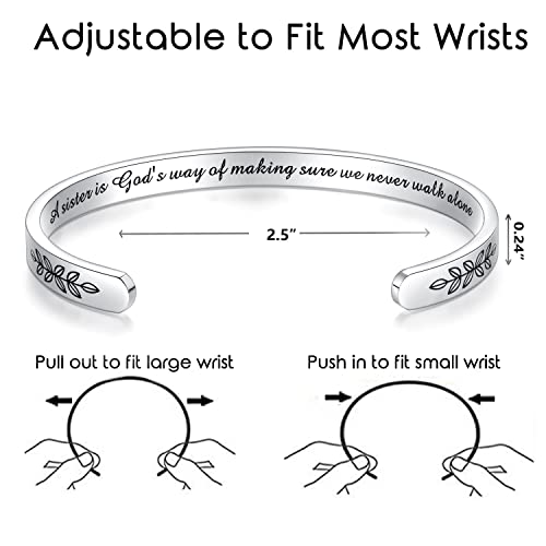 TONY & SANDY Cuff Bracelets for Women Teen Girls Best Friend Sister Mom Daughter Granddaughter Easter Birthday Mother's Day Christmas Stocking Stuffers for Teen Girls Women Jewelry - style: 1 - Sister Gifts - A sister is god's way of making sure we never
