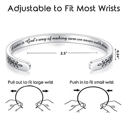 TONY & SANDY Cuff Bracelets for Women Teen Girls Best Friend Sister Mom Daughter Granddaughter Easter Birthday Mother's Day Christmas Stocking Stuffers for Teen Girls Women Jewelry - style: 1 - Sister Gifts - A sister is god's way of making sure we never