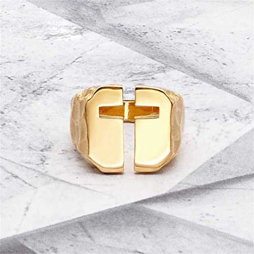 Men's Stainless Steel Ring Cutout Christian Cross Statement Signet Rings - color: gold