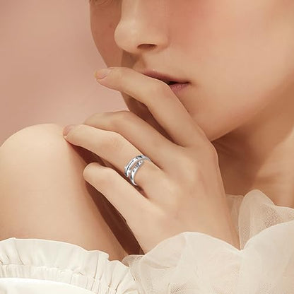 POPLYKE Cross Rings Sterling Silver Faith Adjustable Wrap Rings for Women Inspirational Jewelry Gifts - color: white