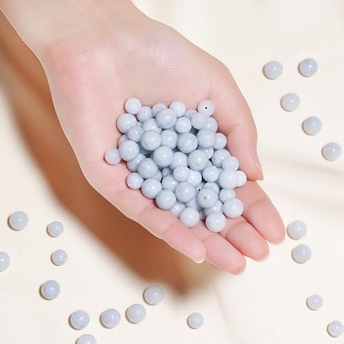 6mm Natural Aquamarine Gemstone Beads Polished Round Smooth Stone Beads for Bracelets Jewelry Making 15inch Loose Beads - color: Aquamarine, size: 6mm