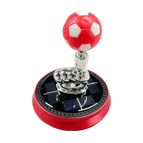Craedli Soccer Car Dashboard Decoration, Solar Energy Rotating Football Car Center Console Ornament, Creative Auto Interior Decorative Accessories for Home Office (Red) - color: Red