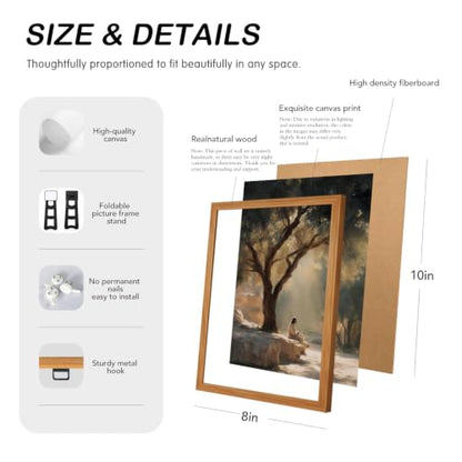 DWJNG Jesus Under the Olive Tree Wall Art,Wood Framed 8x10 Inches. - color: Think Wall Art, size: 10"L x 8"W