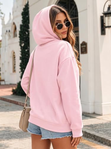 FASHGL Christian Hoodie for Women Religious Faith Sweatshirt Inspirational Pullover Tops Bible Verse Long Sleeve Tops - color: Pink, size: Large