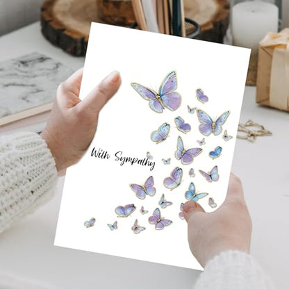 Sympathy Card with Butterflies – Elegant Condolence Card for Loss of Loved One, Minimalist Bereavement Card, Comforting Memorial Card for Grief Support - style: Card-244