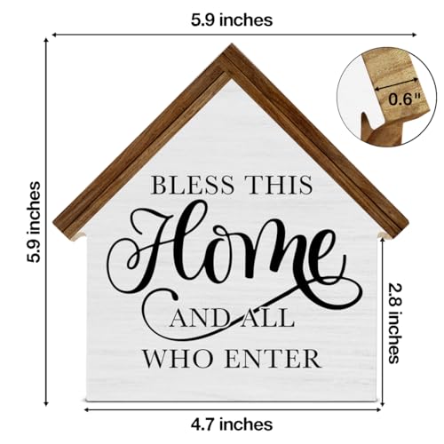 Rustic Home Decor, Bless This Home and All Who Enter House Shaped Wood - color: Home