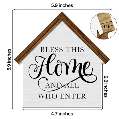 Rustic Home Decor, Bless This Home and All Who Enter House Shaped Wood - color: Home