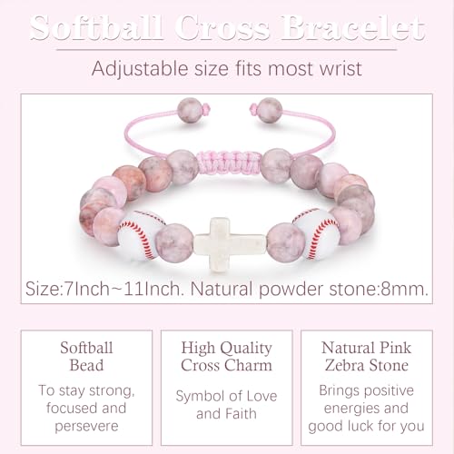 Bracelets for Girls Cross Soccer Bracelets Birthday Gifts for Girl - color: 5# Softball Girl