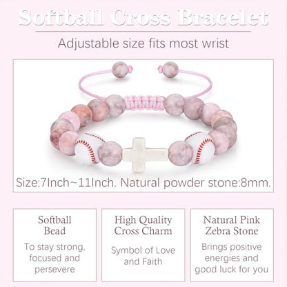 Bracelets for Girls Cross Soccer Bracelets Birthday Gifts for Girl - color: 5# Softball Girl