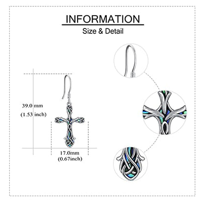 Cross Earrings 925 Sterling Silver Dangle Earring Gifts for Women - style: Tulip