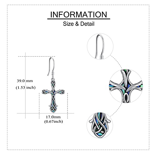 Cross Earrings 925 Sterling Silver Dangle Earring Gifts for Women - style: Tulip