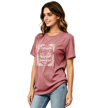 Christian Shirts for Women Religious Bible Verse Faith Tee - color: Pink, size: Medium