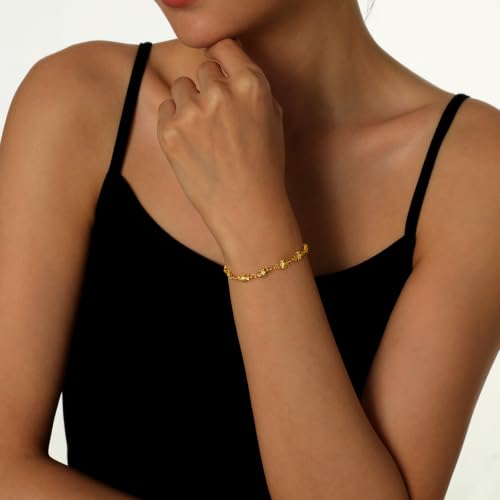 Cicy Bell Cross Bracelets For Women 24k Gold Plated Cubic Zirconia Bracelet - color: Gold-A