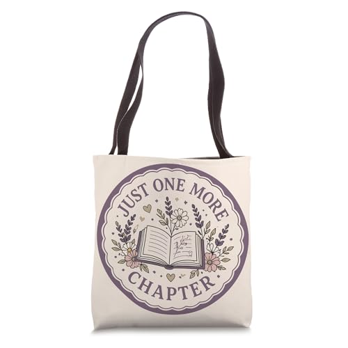Just One More Chapter Christian Reading Faith Floral Book Tote Bag