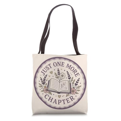 Just One More Chapter Christian Reading Faith Floral Book Tote Bag