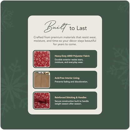 Covermates Rolling Treasurekeeper Storage Bag, 25.5" W x 13" D x 12.5" H - color: Red Snowflake Polyester, size: 25.5W x 13D x 12.5H - With Wheels