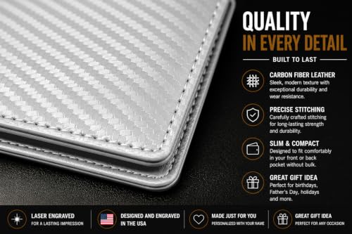LaserGram Personalized Wallet, Christian Cross (Carbon Fiber Silver) - color: Carbon Fiber Silver