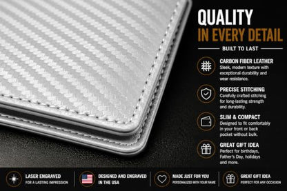 LaserGram Personalized Wallet, Christian Cross (Carbon Fiber Silver) - color: Carbon Fiber Silver