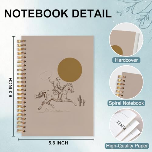 Boho Western Cowboy Spiral Notebook 5.5x8.3 - color: White Boho Western Cowboy