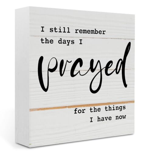 Christian Bible Verse Sign, Rustic Wooden Box Sign, Bathroom & Farmhouse Home Decor, Wooden Plaque for Toilet, Living Room, Bedroom, Remember The Days I Prayed - color: Pvayed