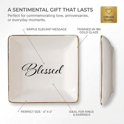Simply Charmed Blessed Ceramic Jewelry Dish or Ring Holder - Religious Gift for Confirmation, Baptism, Wedding or Bible Study - style: Blessed