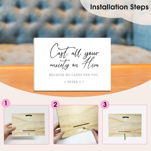 Christian Desk Decor - Cast All Your Anxiety On Him 1 Peter 5 : 7, Wood Sign Bible Verses Wall Decor, Religious Inspirational Gifts For Women Men Prayer, Christian Decor For Home Office Living Room - style: 1 Peter 5 : 7