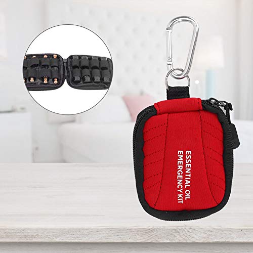 16 Slots Portable Neoprene Essential Oil Storage Bag - Stylish Red Organizer for 2ml Bottles, Convenient for Home and Travel Use, Includes Key Chain