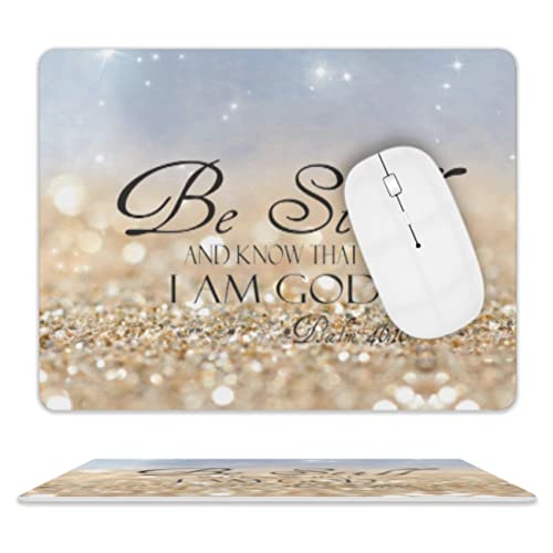 Christian Bible Verses Mouse Pad, Square Waterproof Non-Slip Rubber Base MousePad for Office Laptop, 9.5"x7.9"x0.12" Inch (Be Still) - color: S1013