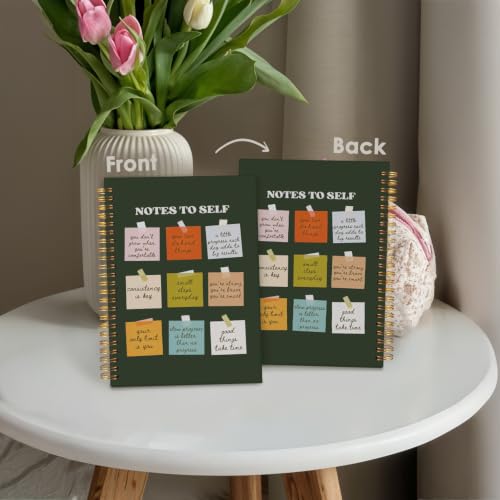 Wheatwin Note to Self Mental Health Journal, Inspirational Spiral Notebook, Motivational Positivity Journal, Inspirational Journal for Women, Positive Affirmations Quote Hardcover Notebooks 5.5x8.3 - Green - color: Notes to self - bottle green