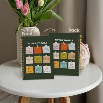 Wheatwin Note to Self Mental Health Journal, Inspirational Spiral Notebook, Motivational Positivity Journal, Inspirational Journal for Women, Positive Affirmations Quote Hardcover Notebooks 5.5x8.3 - Green - color: Notes to self - bottle green