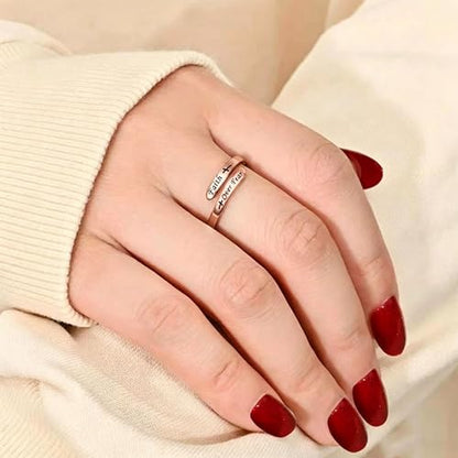 Faith Over Fear Cross Inspirational Rings for Women Daughter, Christian Blessed Hope Love Encouragement Rings Adjustable Open Tiny Purity Wrap Thumb Cross Ring Jewelry Graduation Cocktail Party - color: Rose Gold