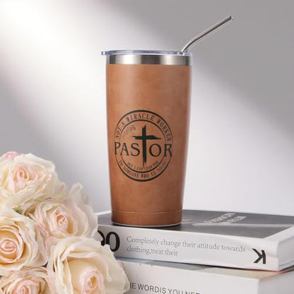 Pastor Appreciation Gifts for Men Christian Pastor Gifts Unique Pastor Gift for Pastors Including Leather Journal Tumbler Keychain Socks Acrylic Medal Pen Bookmarks Card for Birthday Christmas