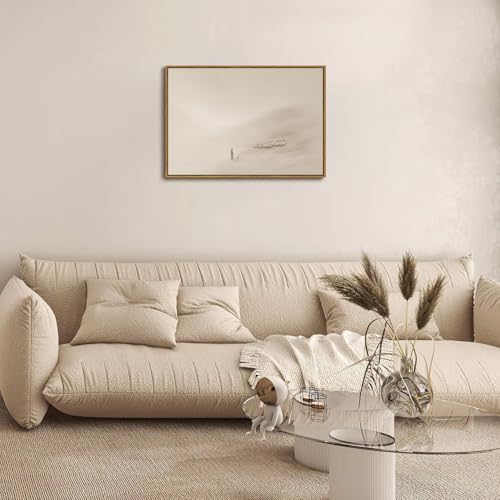 Jesus Leaves the 99 Sheep Wall Art, Modern Christian Canvas Decor Framed - color: Leave, size: 12"x16" Natural