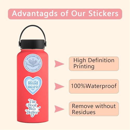 50Pcs Blue Love Learning Book Stickers for Kindle, Bookish Sticker Pack for Laptop, Ebook Readers Cute Vinyl Decals Water Bottle Girls Holographic Waterproof Romance (Colours-B1) - color: Colours-b1