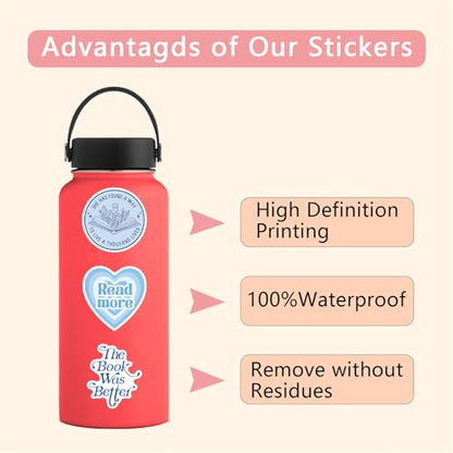 50Pcs Blue Love Learning Book Stickers for Kindle, Bookish Sticker Pack for Laptop, Ebook Readers Cute Vinyl Decals Water Bottle Girls Holographic Waterproof Romance (Colours-B1) - color: Colours-b1