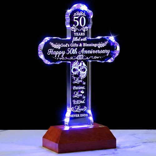 Ornalrist 50th Wedding Anniversary Religious Cross Gifts for Couples - color: 50th Wedding Anniversary