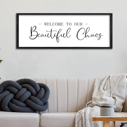 Surfapans Welcome To Our Beautiful Chaos Sign 32"×12" Black - color: Welcome To Our Beautiful Chaos（Black), size: 32"L x 12"W